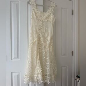 FARM Rio Cream Lace Midi Dress